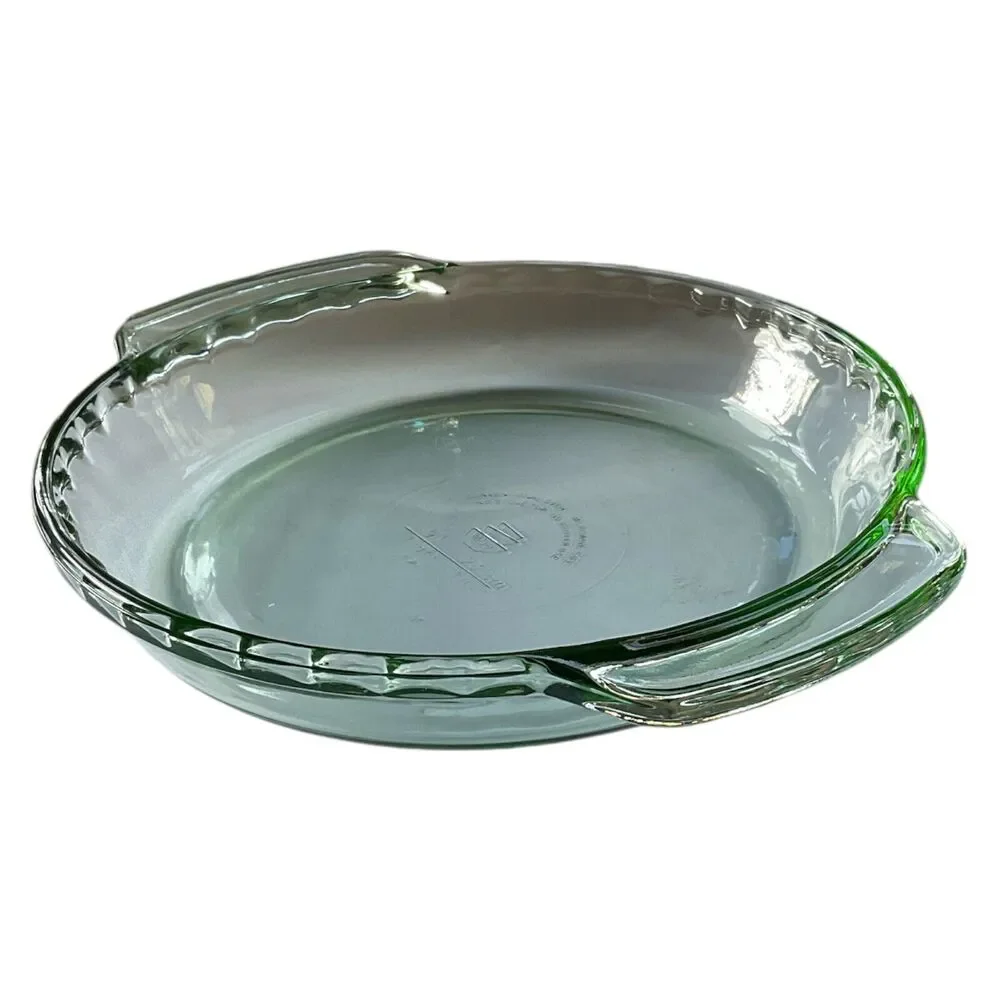 Martha Stewart Everyday MSE‎ Green Glass Ribbed Pie Plate Dish 9 inch Round 1QT